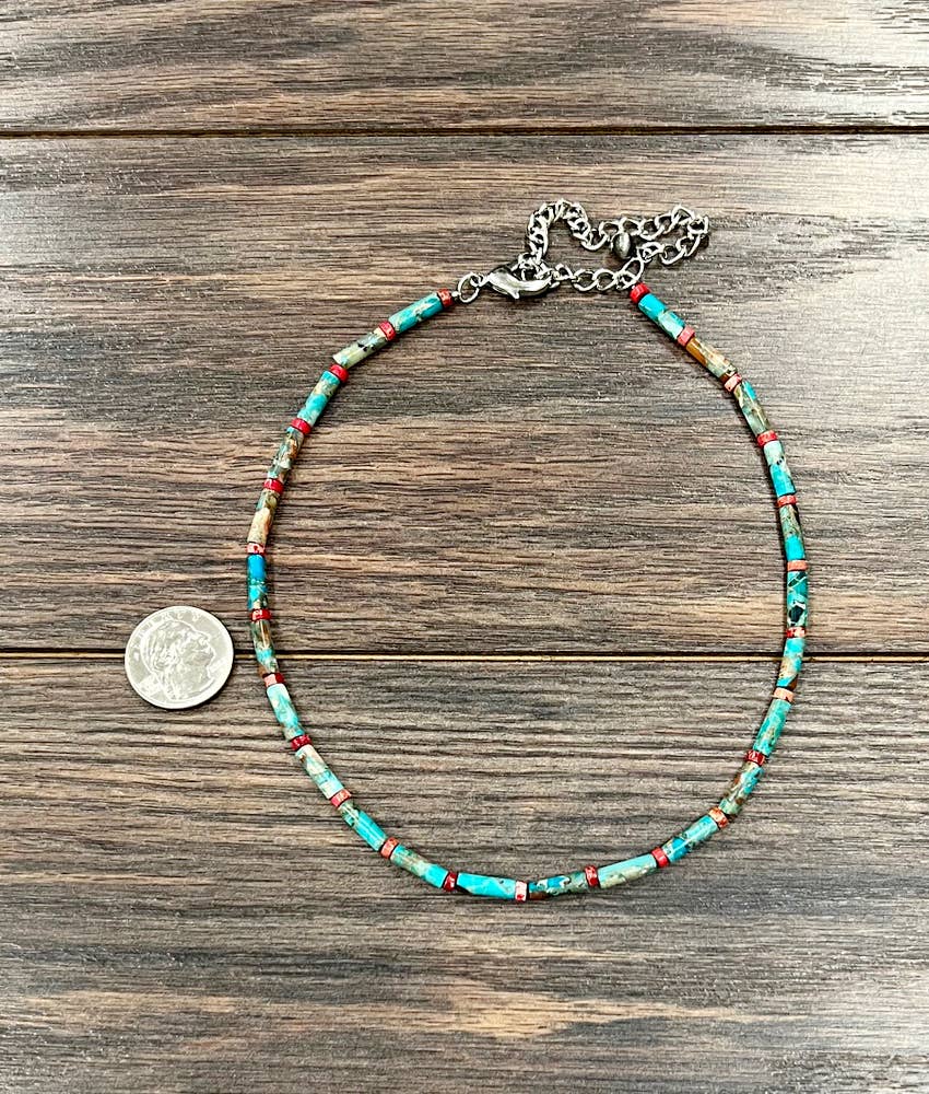 Handmade Cylindrical Gemstone Necklace