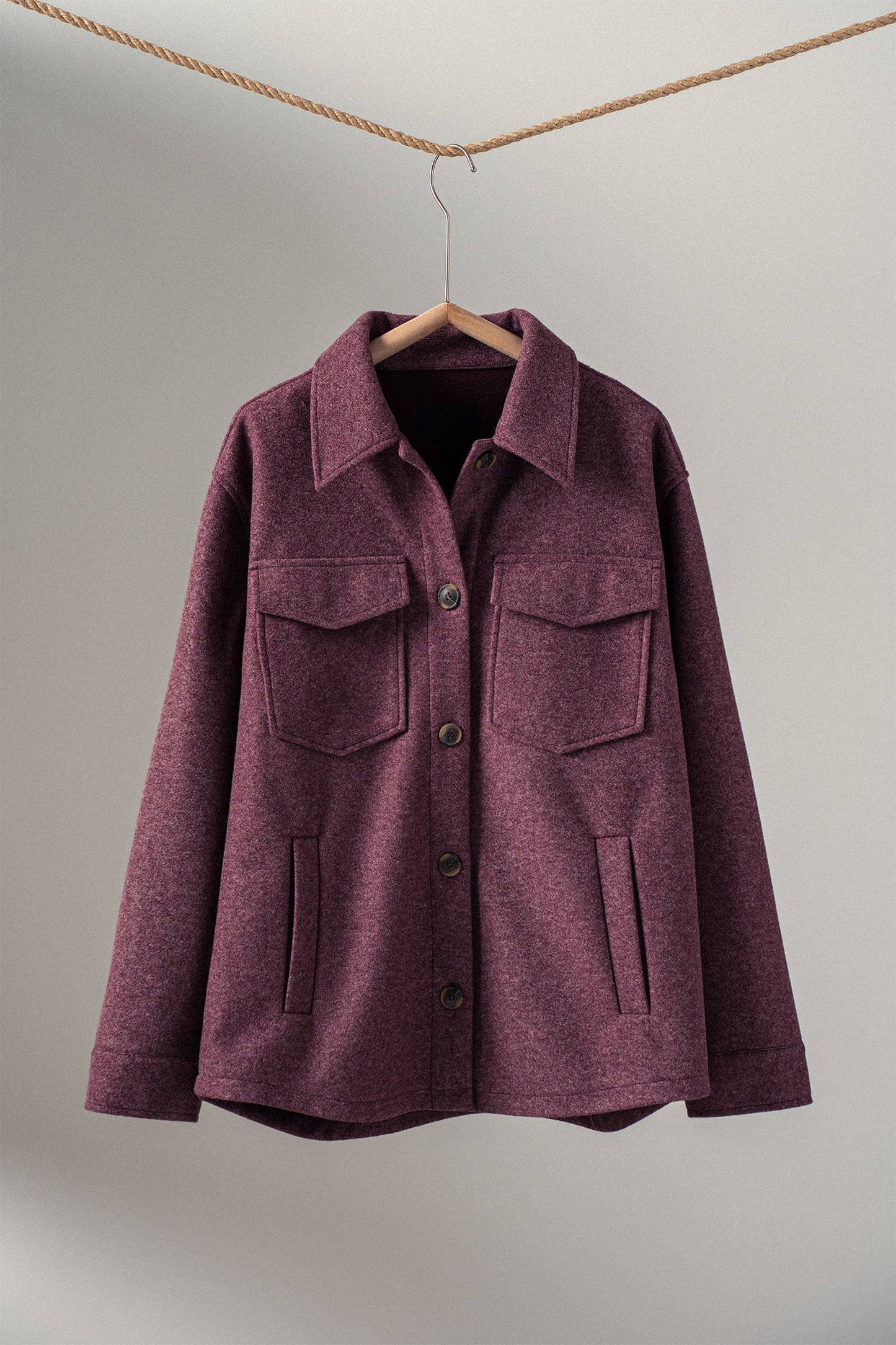Colorblock Wool Blend Shacket Jacket