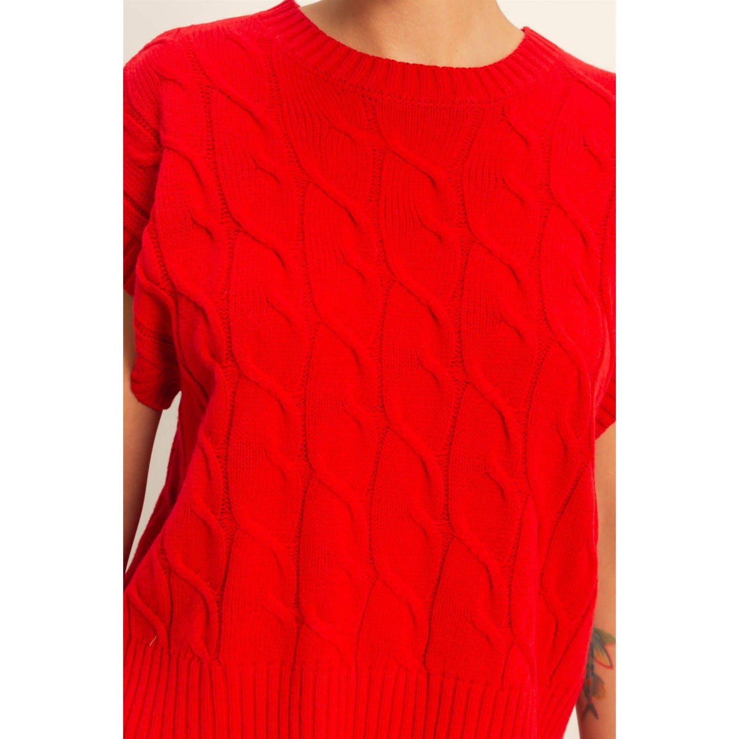 Oversized Cable Knit Sweater Vest