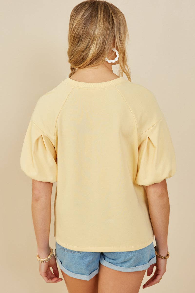 Puff Sleeve French Terry Top