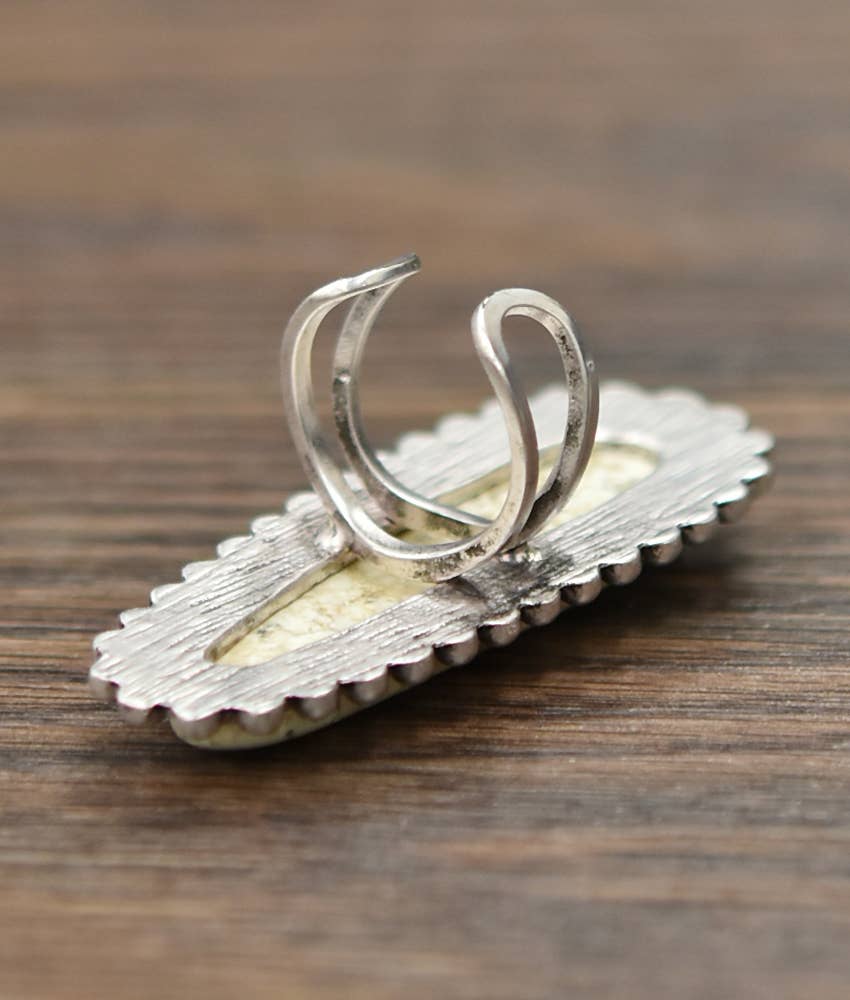 White Turquoise Adjustable Ring