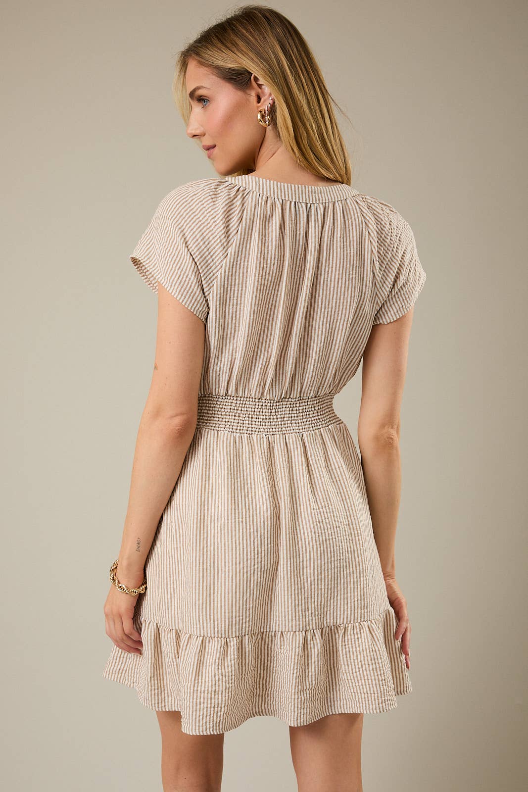 Button Up Stripe Mini Dress