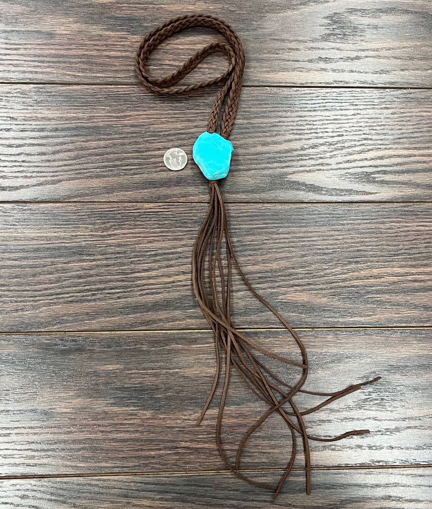 Handmade Slab Turquoise Tassel Necklace