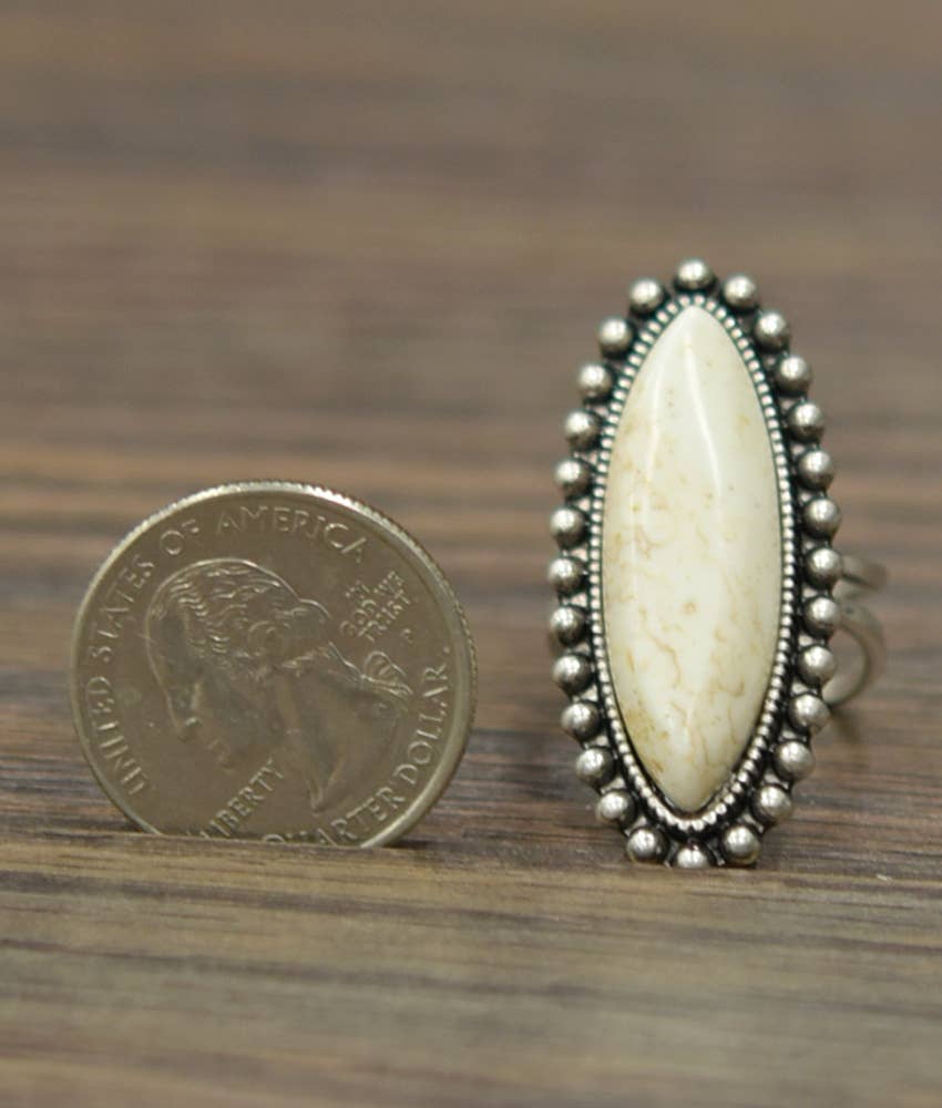 White Turquoise Adjustable Ring