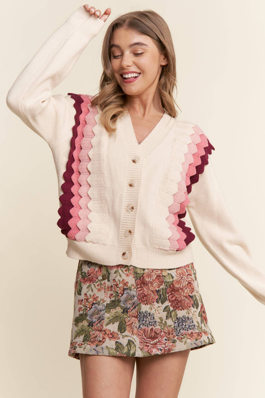 Tiered Button Down Cardigan