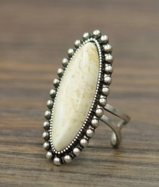 White Turquoise Adjustable Ring