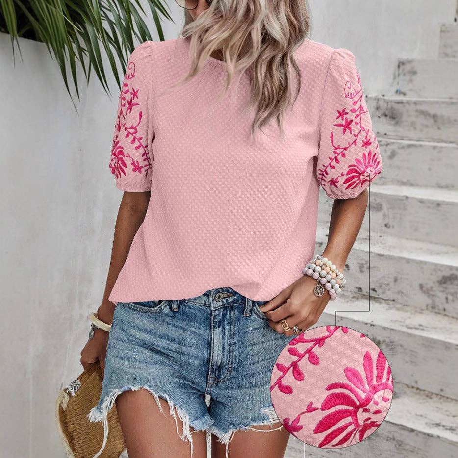 Puff Sleeve Embroidered Blouse