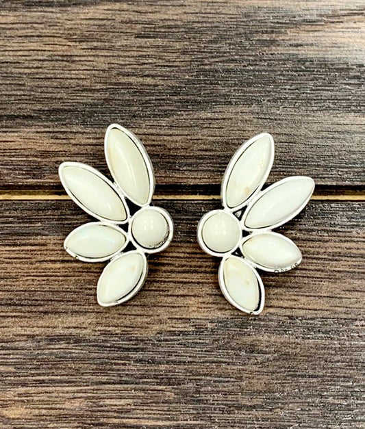 White Turquoise Stud Earrings