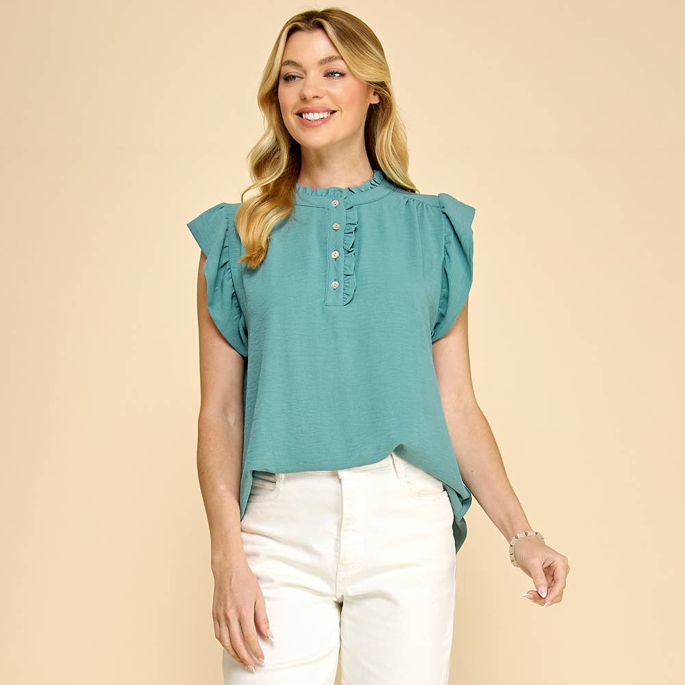 Basic Ruffle Sleeve Blouse