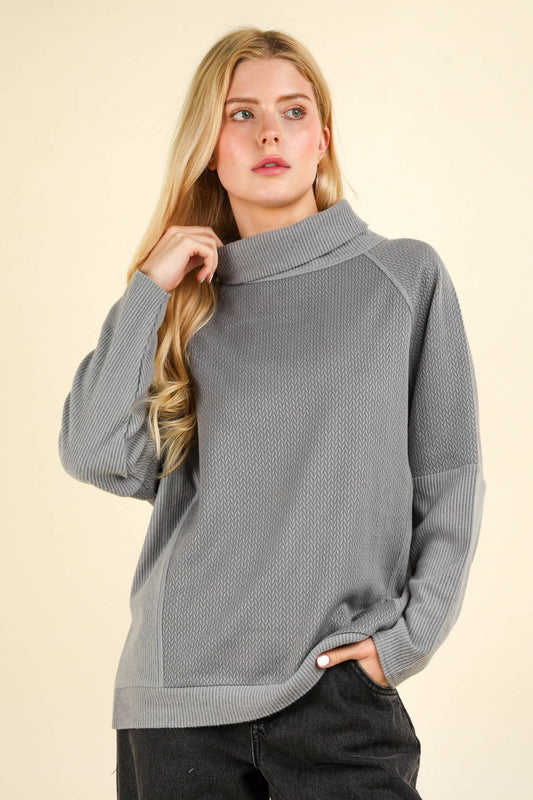 Janel Mock Neck Oversized Top