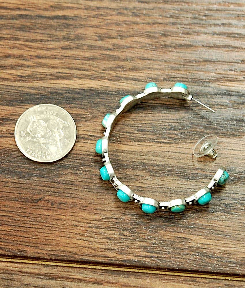 Turquoise Hoop Stud Earrings