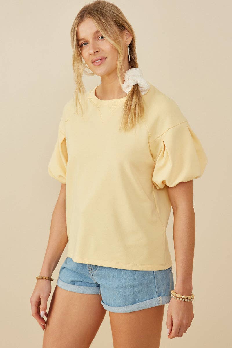 Puff Sleeve French Terry Top