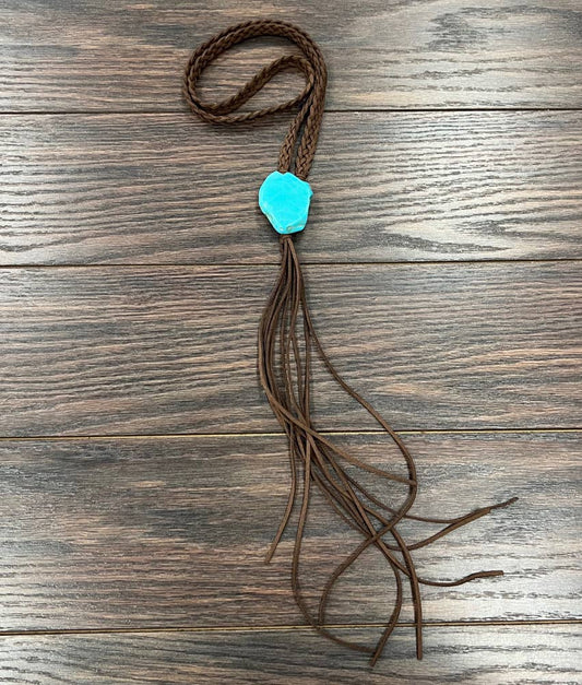 Handmade Slab Turquoise Tassel Necklace