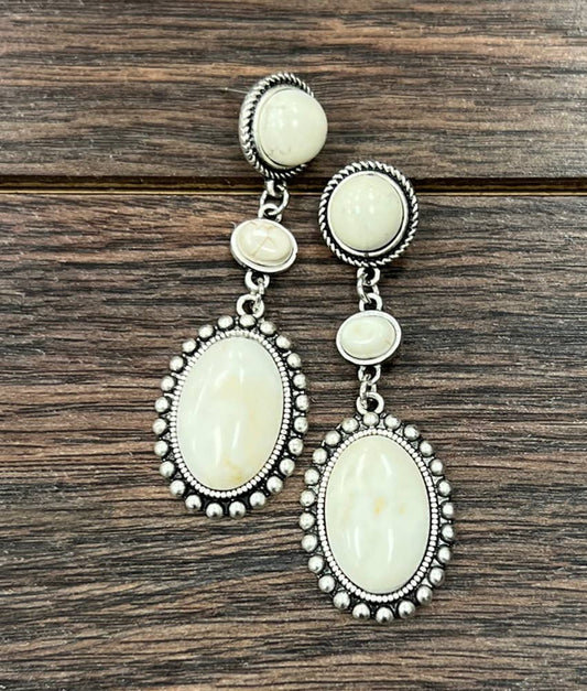 White Turquoise Post Earrings
