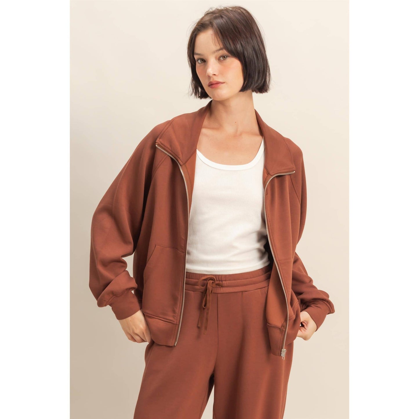 Scuba High Neck Long Sleeve Zip Jacket