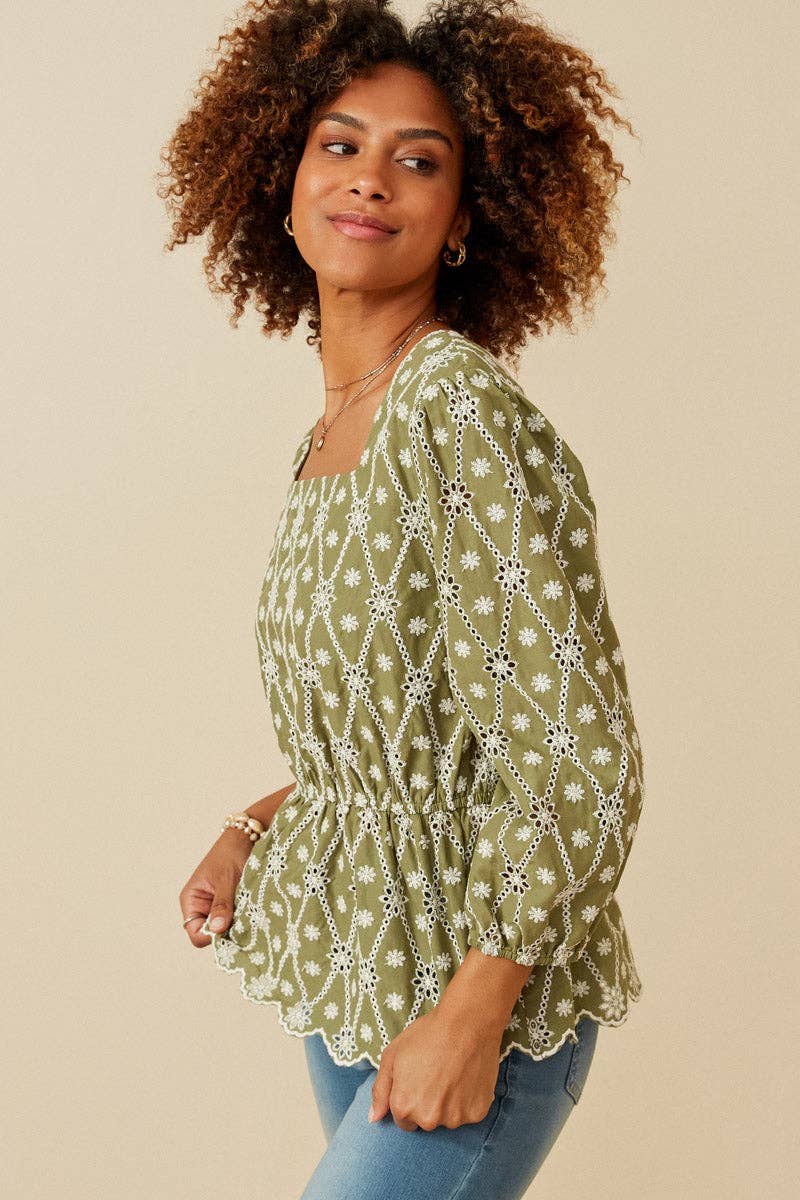 Eyelet And Crochet Top