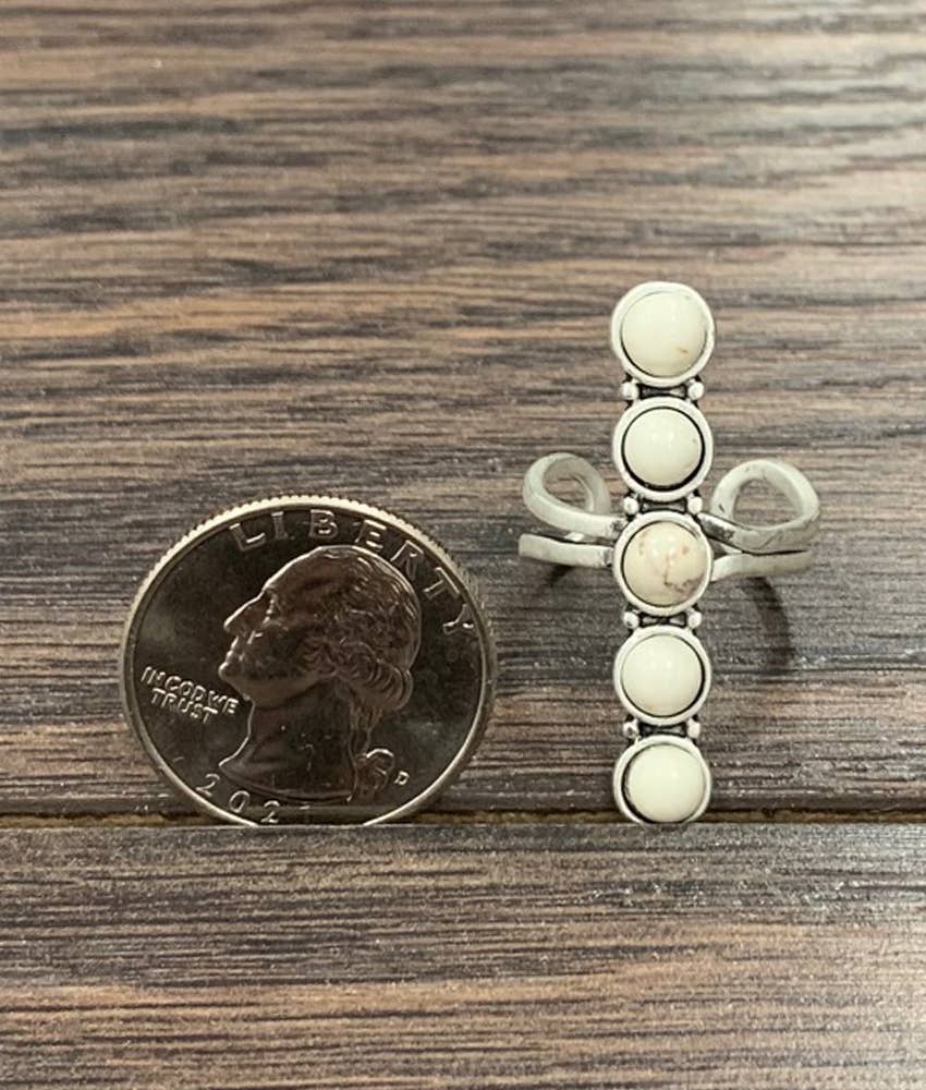 White Turquoise Adjustable Ring