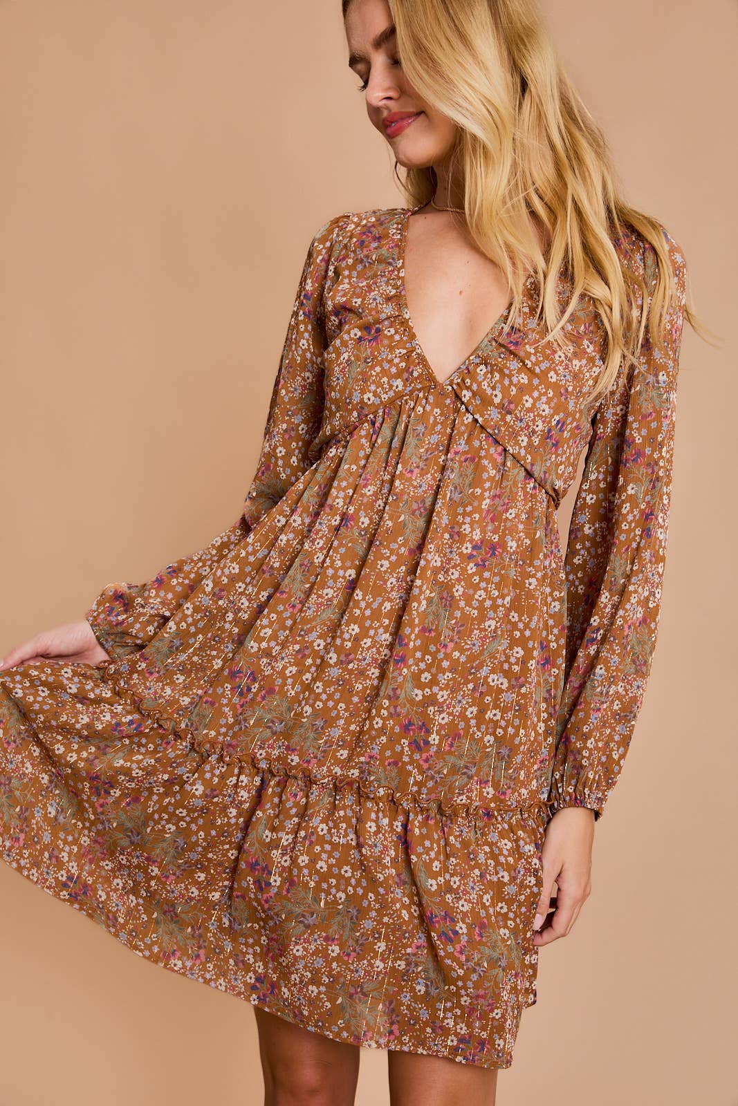 Long Sleeve Floral Print Dress