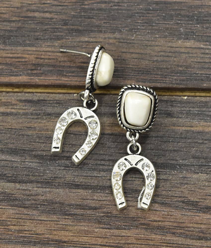 Horseshoe Crystal Post Earrings