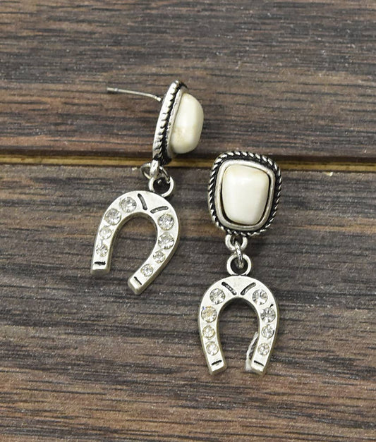 Horseshoe Crystal Post Earrings