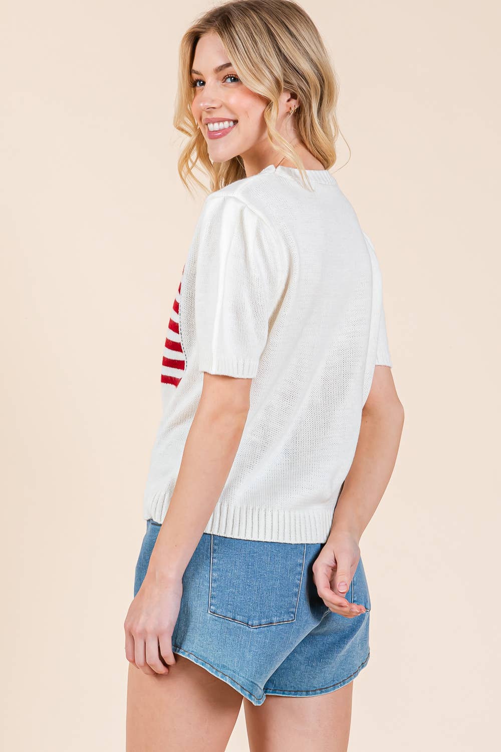 American Flag Short Sleeve Knit Top