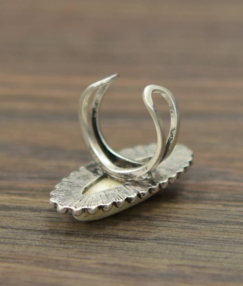 White Turquoise Adjustable Ring