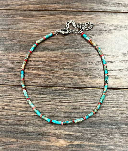Handmade Cylindrical Gemstone Necklace