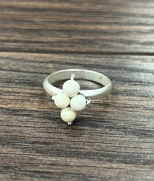 White Turquoise Adjustable Ring