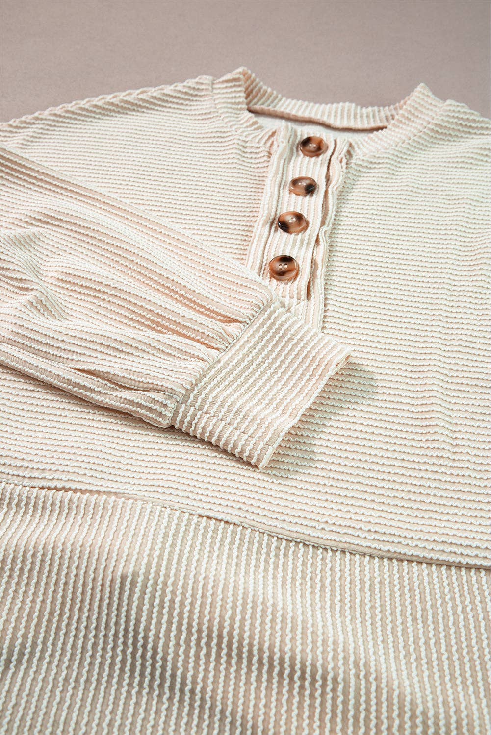 Waffle Knit Sleeve Pullover