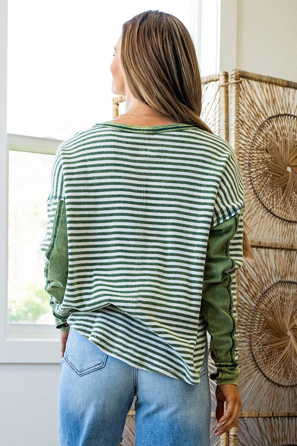 Thermal Knit Striped Top