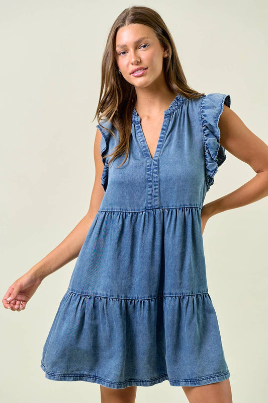 Denim Ruffle Dress