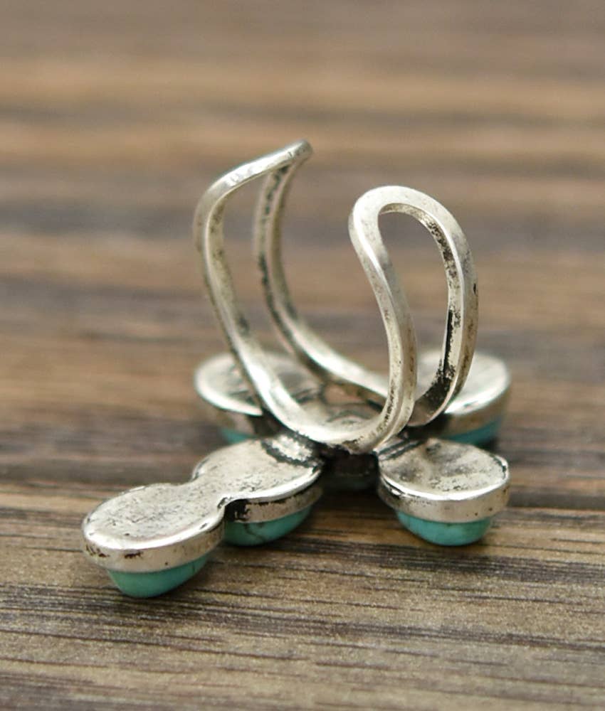 Cross Turquoise Adjustable Ring