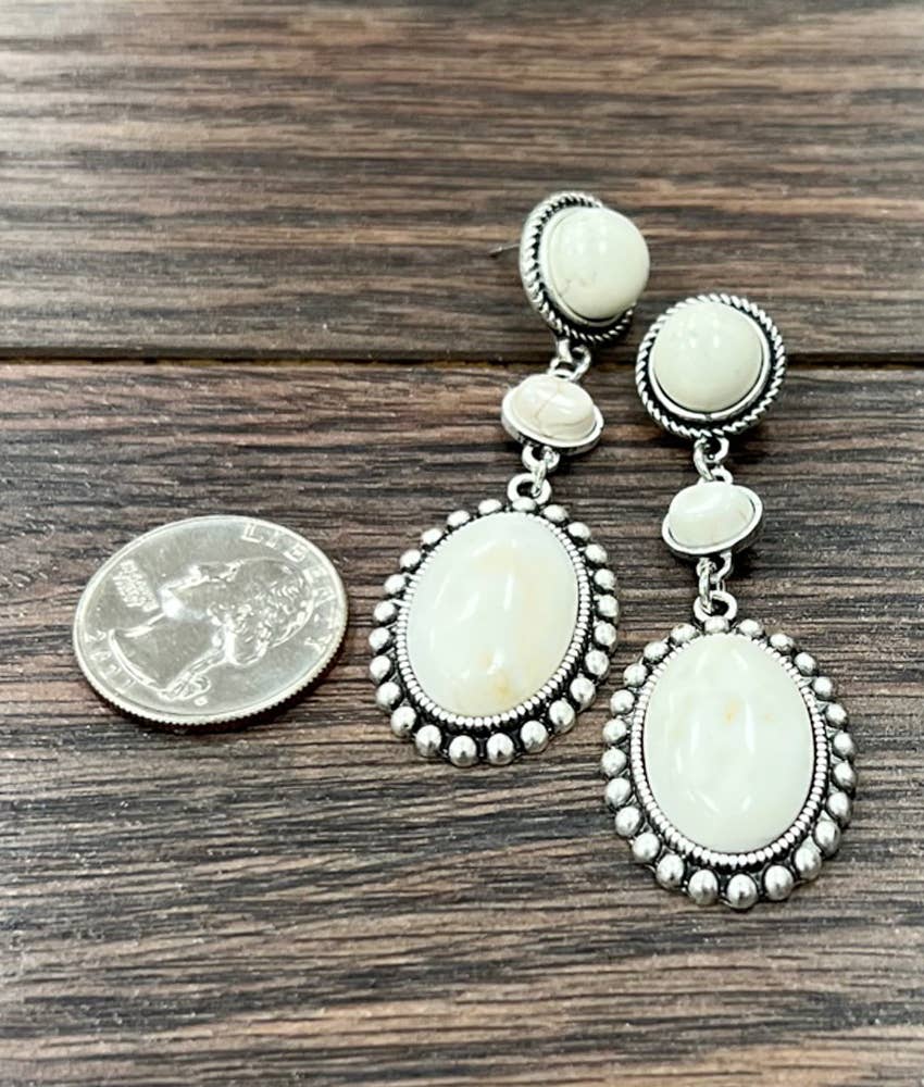 White Turquoise Post Earrings