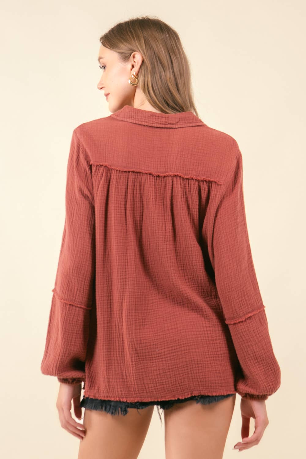 Vintage Collared Split Top