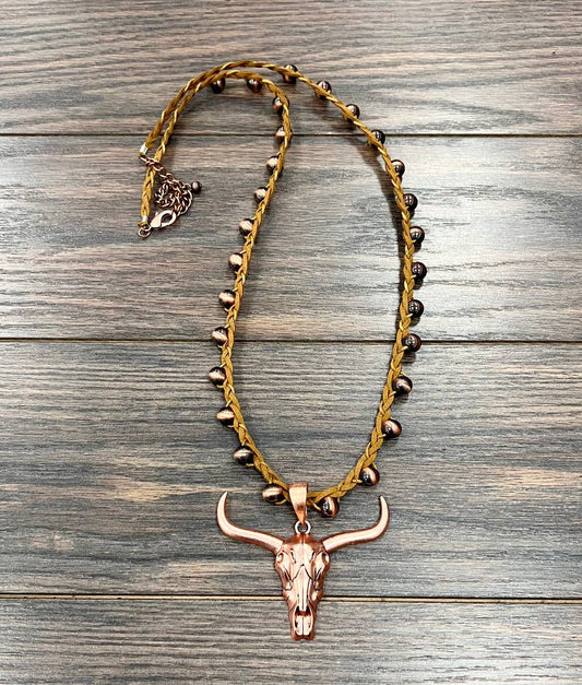 Handmade Longhorn Suede Necklace
