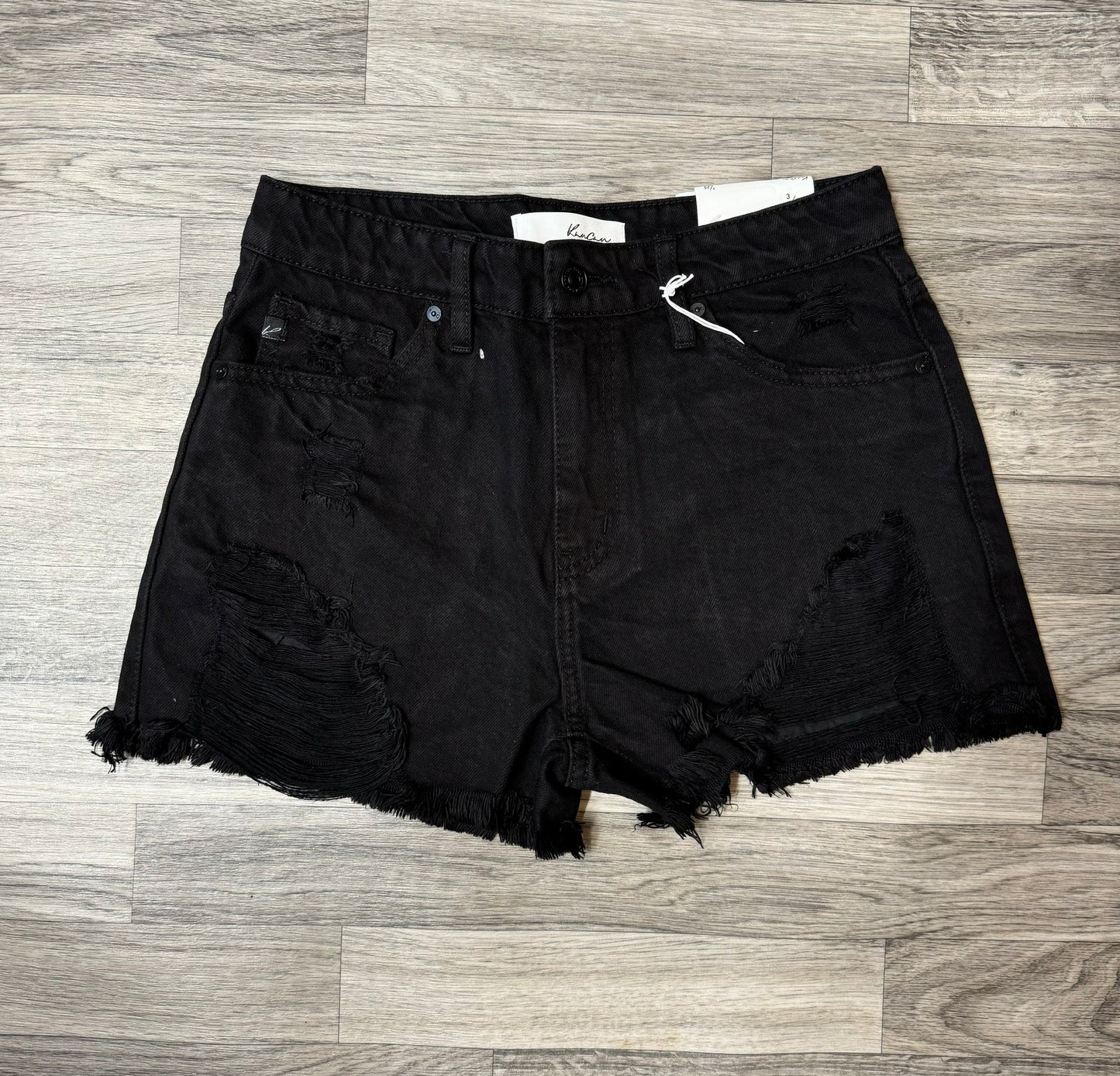 High Rise Distressed Denim Shorts