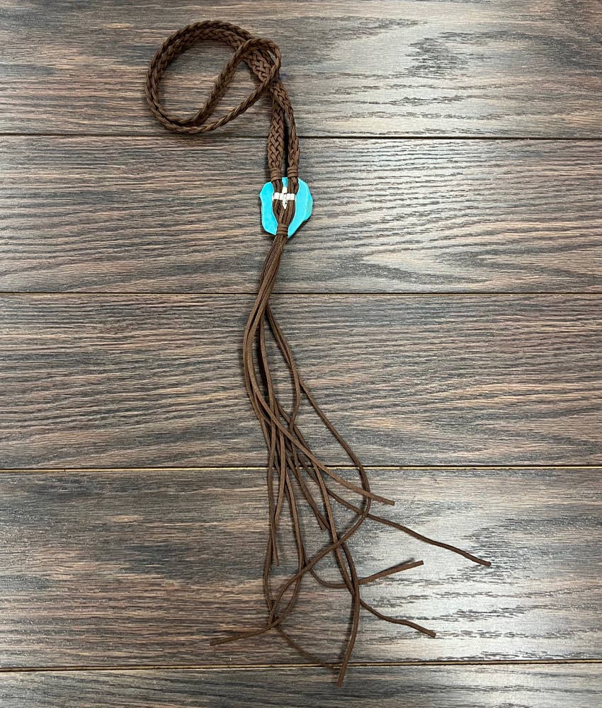Handmade Slab Turquoise Tassel Necklace