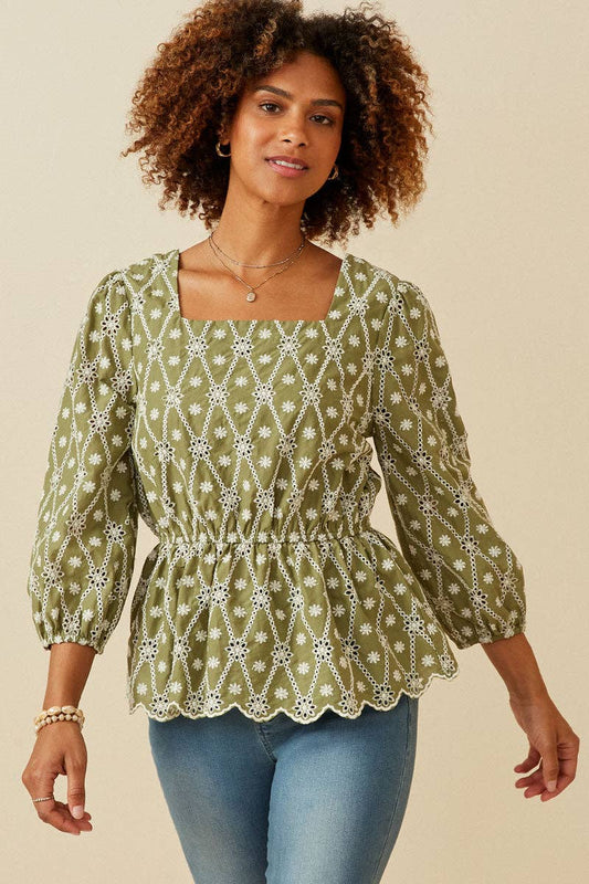 Eyelet And Crochet Top