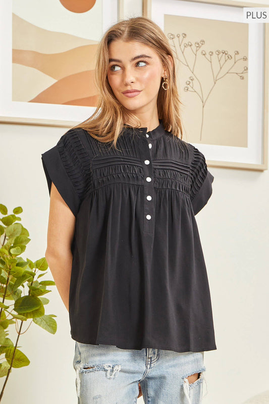 Solid Button Down Front Top