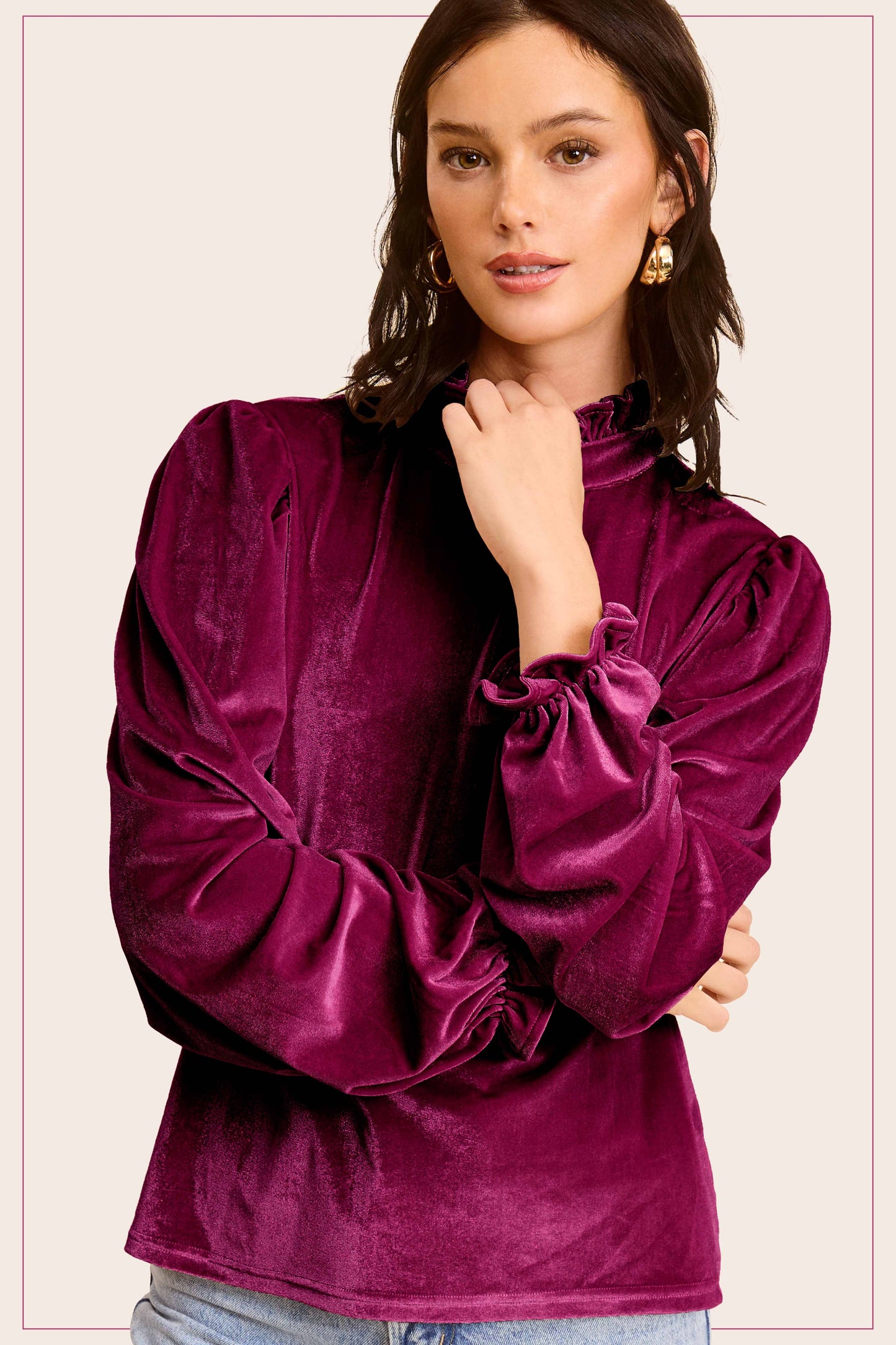 Lily Velvet Long Sleeve Blouse