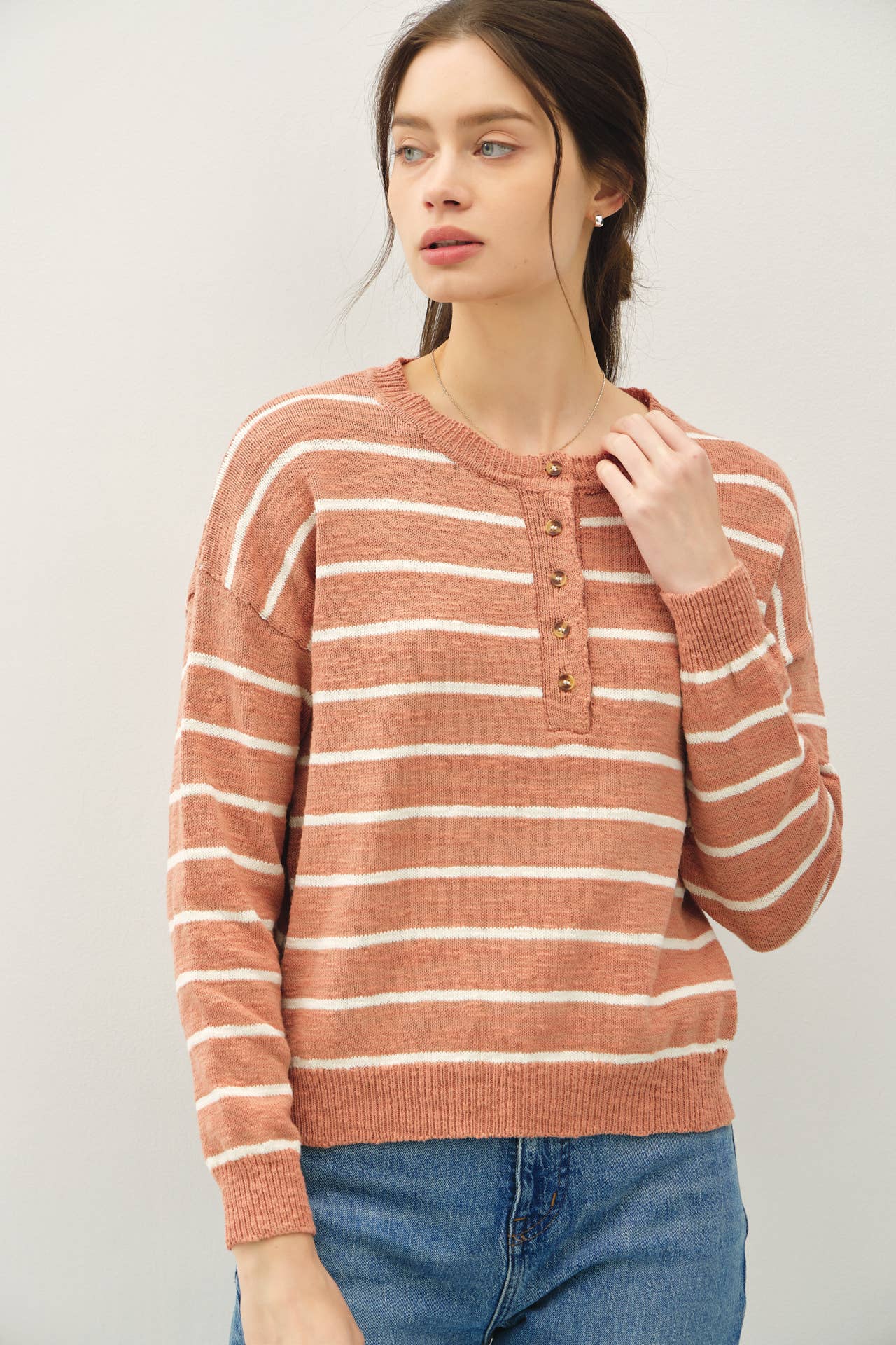 Striped Henley Sweater