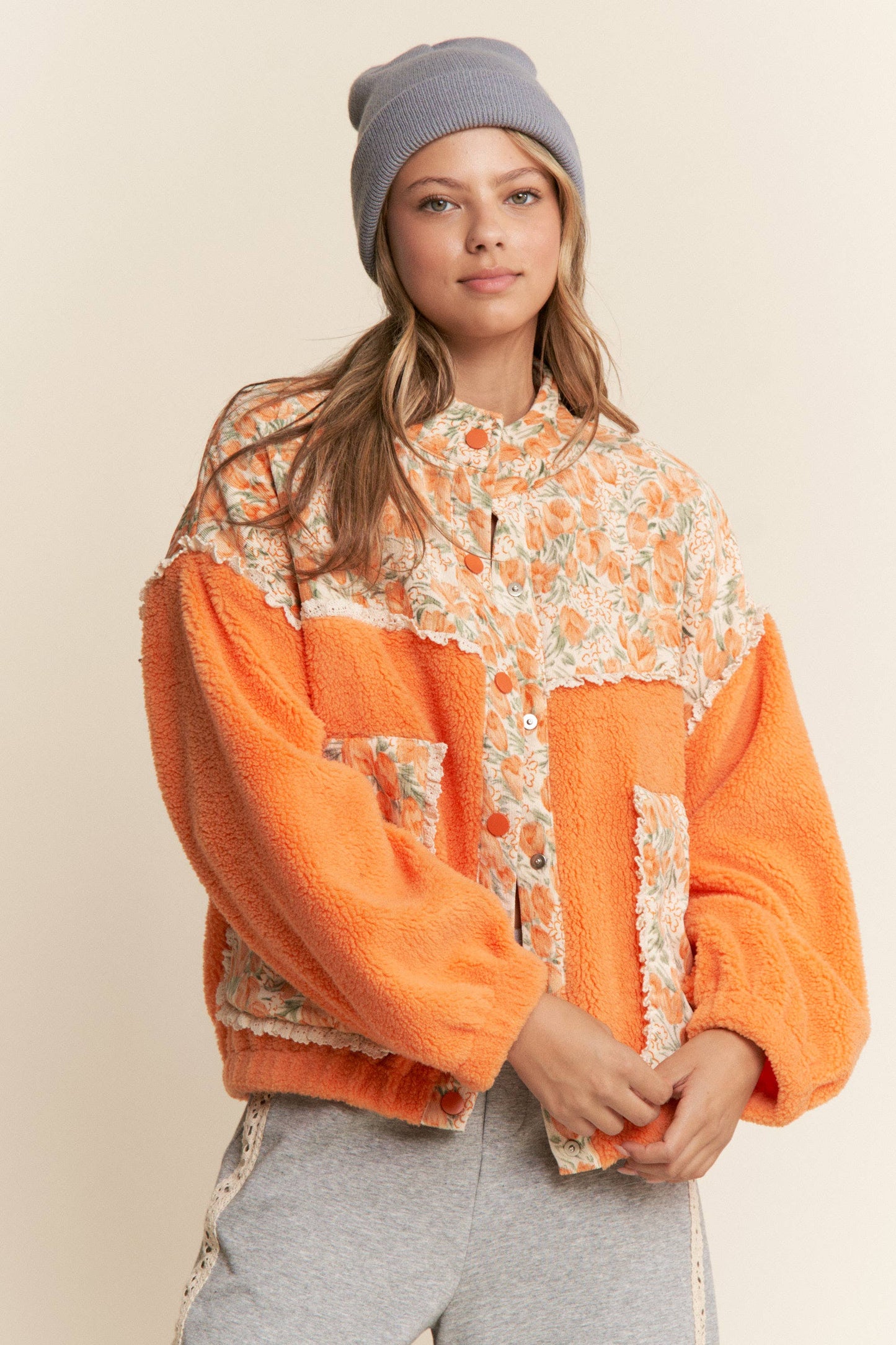 Teddy Sherpa Floral Jacket