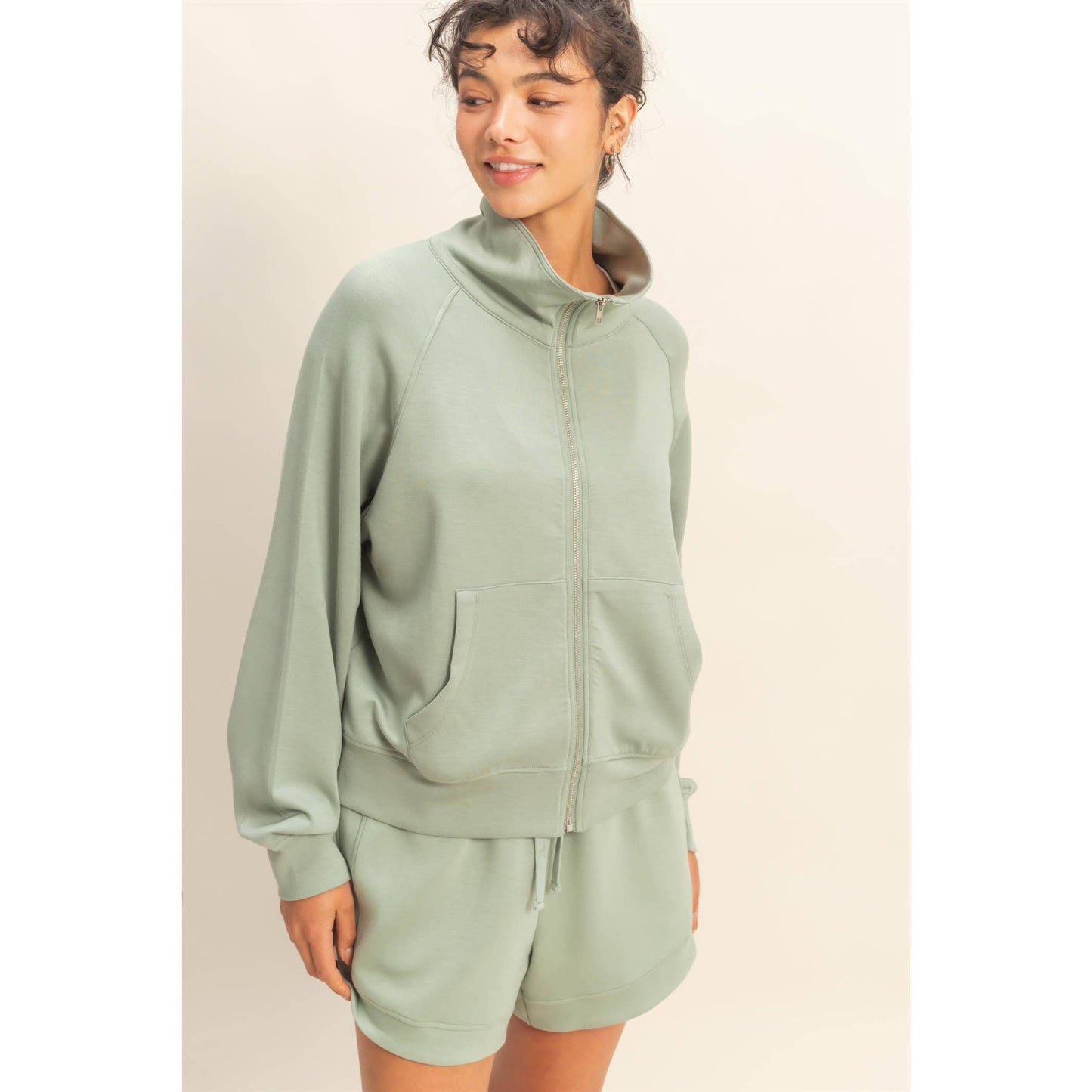 Scuba High Neck Long Sleeve Zip Jacket