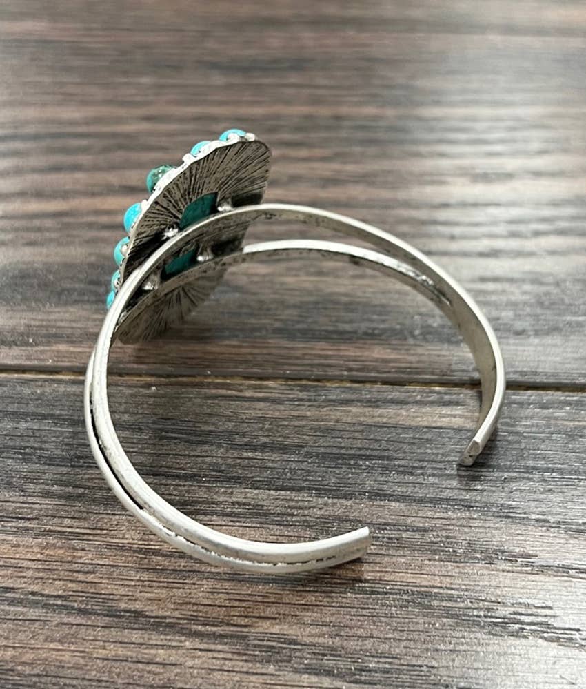 Turquoise, Brass Cuff Adjustable Bracelet