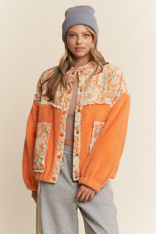 Teddy Sherpa Floral Jacket