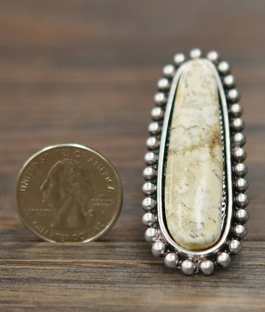 White Turquoise Adjustable Ring