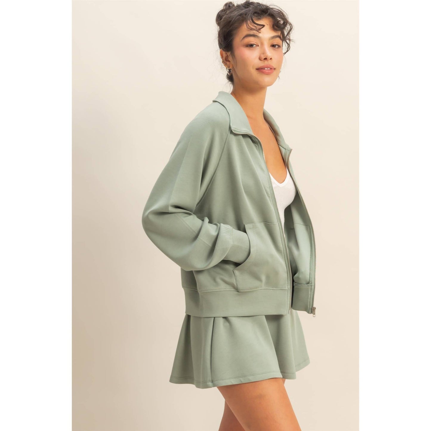 Scuba High Neck Long Sleeve Zip Jacket