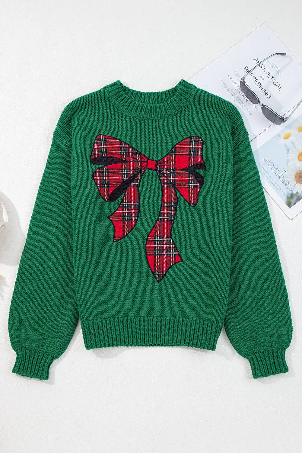 Christmas Plaid Bow Sweater