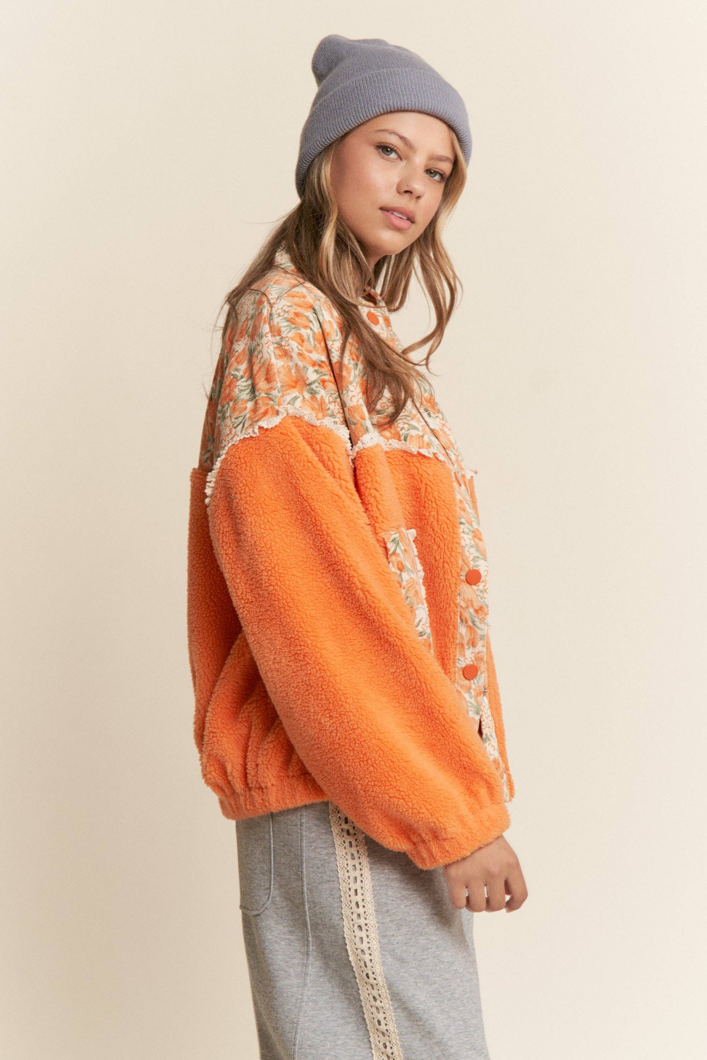 Teddy Sherpa Floral Jacket
