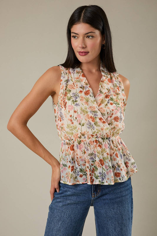 Sleeveless Floral Peplum Top